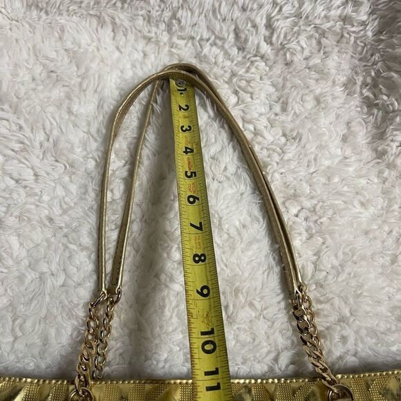 MICHAEL KORS LEATHER MEDIUM TOTE BAG GOLD COLOR MONOGRAM - Picture 12 of 15